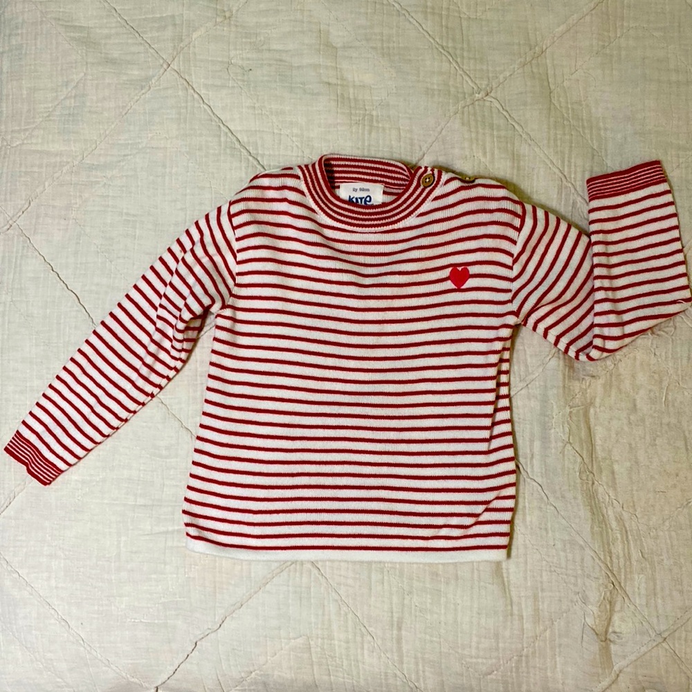 organic cotton striped heart pullover sweater jumper❤️ valentines
